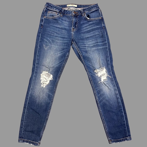 TopShop LUCAS Moto distressed jeans in medium blue wash. Size 28x30 👖 - Picture 2 of 9